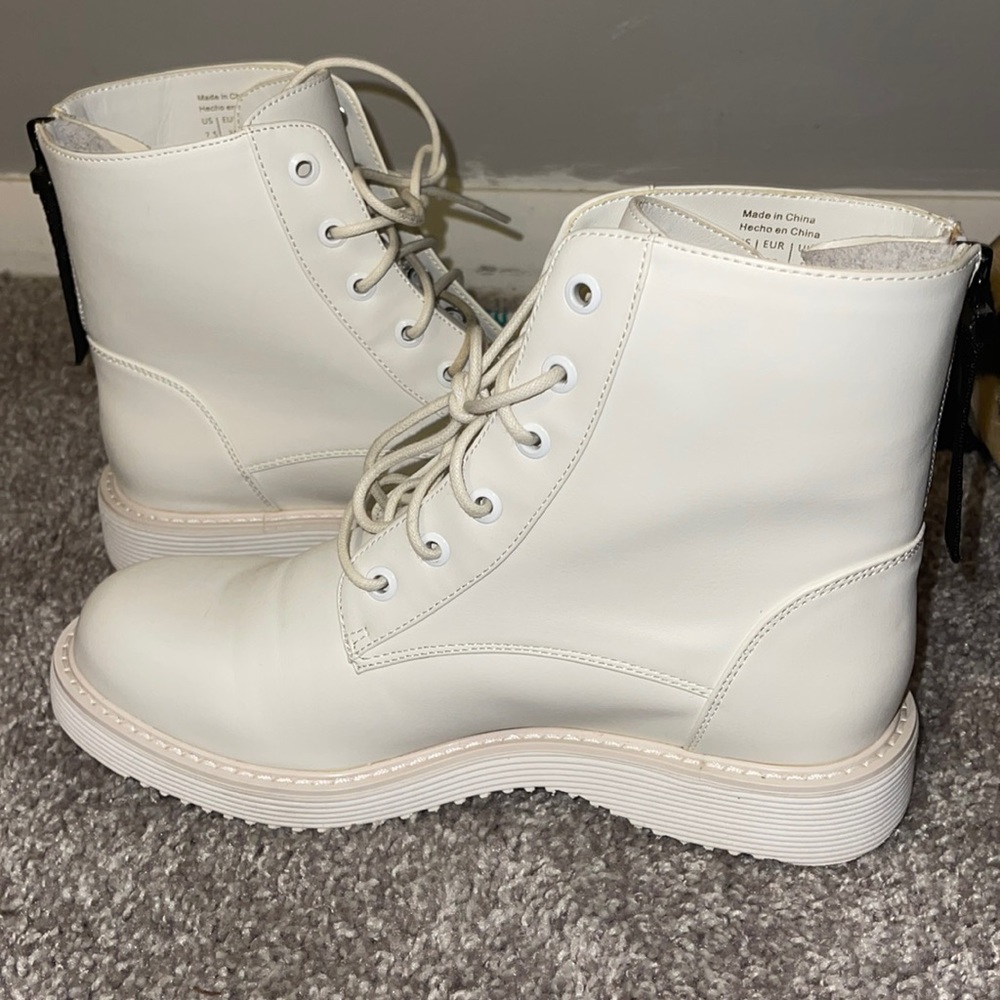 White ALDO combat boots